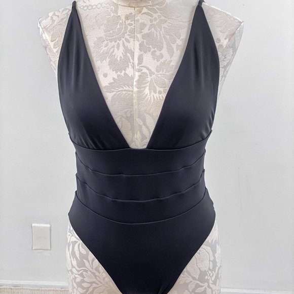 Anthropologie So De Mel L Swimsuit Deep Plunge One-Piece Black - Picture 14 of 14